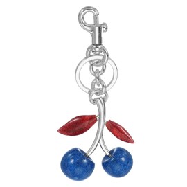 PATIKIL Cherry Keychain for Women Bag Purse Charm Cute Cherry Accessories with Key Ring and Clip for Handbag Keys Car Ring, Blue-Silver
