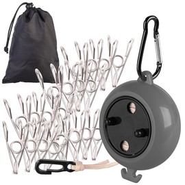 PEARL 10m Retractable Washing Line with Crank Handle + 20 Pegs