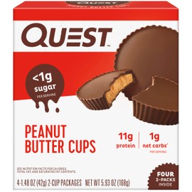 Quest Nutrition Peanut Butter Cups, 11g Protein, 1g Sugar, Low Carb, Gluten Free, Keto Friendly, 4 Count