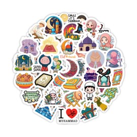 BulbaCraft Islamic Stickers for Ki_ds, Muslim Stickers for Water Bottle and Laptop - Islam Party Favors & Decorations, Ramadan Waterproof Vinyl Decals