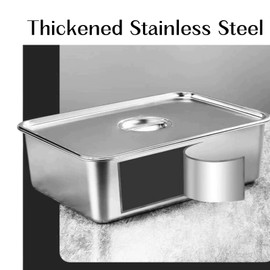 bangminda 2 Pcs Stainless Steel Bus Tubs with Lid, Deep Commercial Tote Box Dish Tubs Utility Tub BBQ Prep Tub, Steam Pans, 15.7" L x 11.8" W 4" D