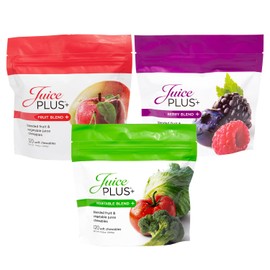 JuicePlus+ Fruit, Vegetable & Berry Blend Soft Chews (Chewables) - 30 Plant-Based Ingredients! Vegan Gummies for Kids & Adults - Gluten-Free, Non-GMO, No HFCS - Prepacked 3 pouches (30 Chews Each)