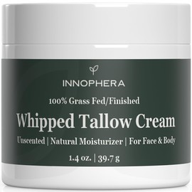 Whipped Beef Tallow Cream for Skin Care ‒ Grass Fed & Grass Finished ‒ 100% Natural Moisturizer for Sensitive Skin ‒ Handmade Face & Body Lotion ‒ Unscented & Odorless ‒ 1.4 oz