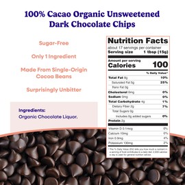 Pascha Organic Allergen-Free Unsweetened Dark Chocolate Chips 100 Percent Cacao 8.8 Ounce Pack of 6 (Total 52.8 Ounce)