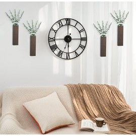 Dahey 4 Pack Wood Wall Planter Vase with Artificial Eucalyptus, Farmhouse Modern Wall Hanging Decor for Fake Plants Greenery, Living Room Bathroom Bedroom Kitchen Home Office Decoration