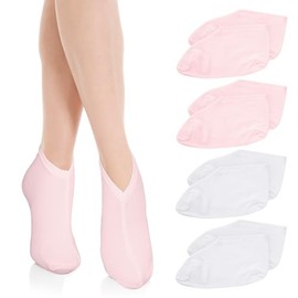 4 pares de calcetines hidratantes, cuidado de pies durante la noche con loción, algodón, calcetines suaves para spa, terapia cosmética para mujeres y 