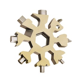 Snowflake Multifunction Tool, 18 in 1 Stainless Steel Portable Screwdriver Set / Wrench and Bottle Opener Retro Color for Men (Brass)