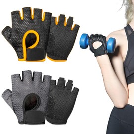 2 Pair Workout Gloves, Non-Slip Weight Lifting Gloves Exercise Gloves, Breathable Exercise Cycling Gloves Non-Slip Gloves Grip Training Gloves Gym Gloves for Weightlifting Fitness Training Cycling