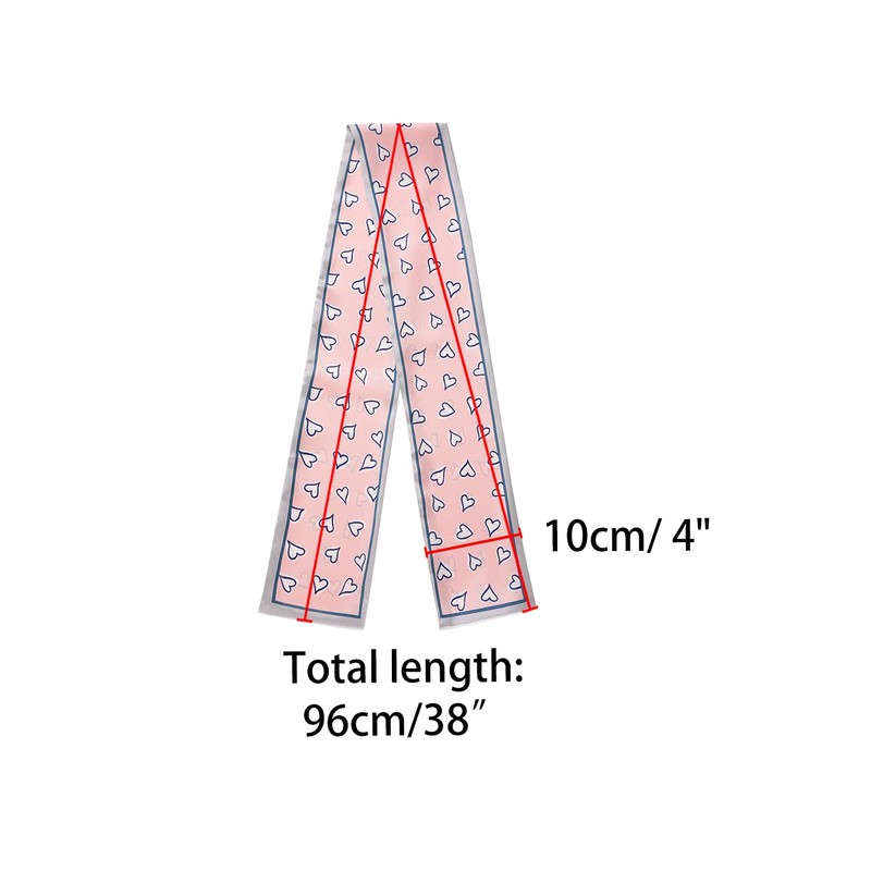 Allegra K Women's Thin Polka Dot Scarf, Ribbon, Heart Pattern,