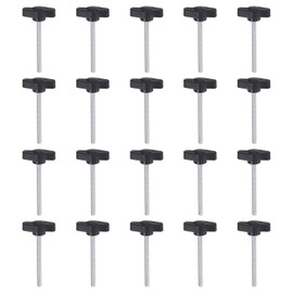 QUARKZMAN Pack of 20 Thumb Screws with T Wing Knobs, M4 x 50 mm, Plastic T-Head Threaded Bolts, Clamping Screw, Wing Screw, Grab Handles, 27 mm Clamping Button, Thumb Screws for Machine, Black