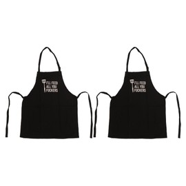 2pcs Kitchen Cooking Aprons Adjustable Bib Soft Chef Apron with 3 Pockets for Men Women Black
