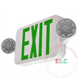 Light Fixture Industries LFI Lights | LED Green Exit Sign Emergency Light Combo UL924 | COMBOJR2-G-W-B