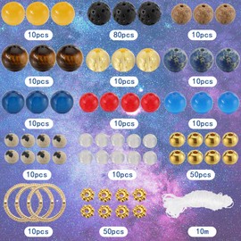 SUNNYCLUE 1 Box 6 Sets Solar System Bracelet Making Kit Guardian Star Bracelets Universe Planet Galaxy Beads Gemstone Bead Natural Stone Beads for jewellery Making Kits Beading Space Gift Supplies