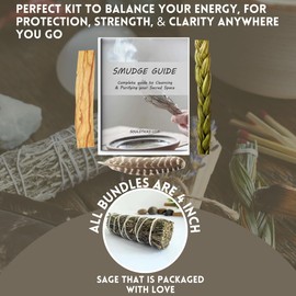 Ancient VEDA Sage Smudge Kit | Lavender, Sweetgrass, & Palo Santo Sticks Smudging Kit for Meditation, Yoga, Reiki, Home Cleansing, & Aromatherapy (Starter Kit, Lavender Sage)