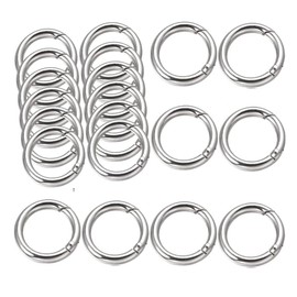 20Pcs Spring O Ring Zinc Alloy Spring Clip, O Rings, Granmagazz O Rings Round Carabiner Snap Clip, Snap for Keychain Necklace Jewelry DIY Key Chains, Purse, Bag (Silver)