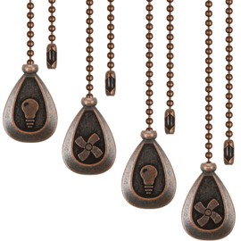 4 Pieces Ceiling Fan Pull Chain Extender Ornament 12 Inch Ceiling Pull Chain Extension Classic Drop Shaped Pendant Beaded Ball Cord for Fan light lamp decorative with Connector(Red Bronze)