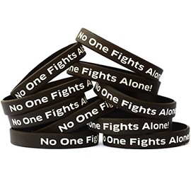 SayitBands 10 Black No One Fights Alone Support Wristband Bracelet