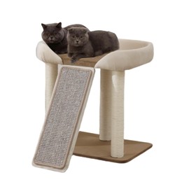 SHENGOCASE Modern Cat Tree Tower, Extra Large Platform Couch Sofa Bed for Maine Coon, Multiple Cat Furniture with Scratching Post Ramp Tilted Angled Scratcher Scratch Pad Sisal