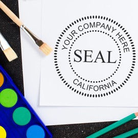 Wood Handle California Corporate Seal Rubber Stamp, C-Corp Seal or S-Corp Seal, 1-5/8, Uses Stamp Pad, CA Corporate Stamp, Custom Company Ink Stamp, Customized Company Stamp, CA Stamp