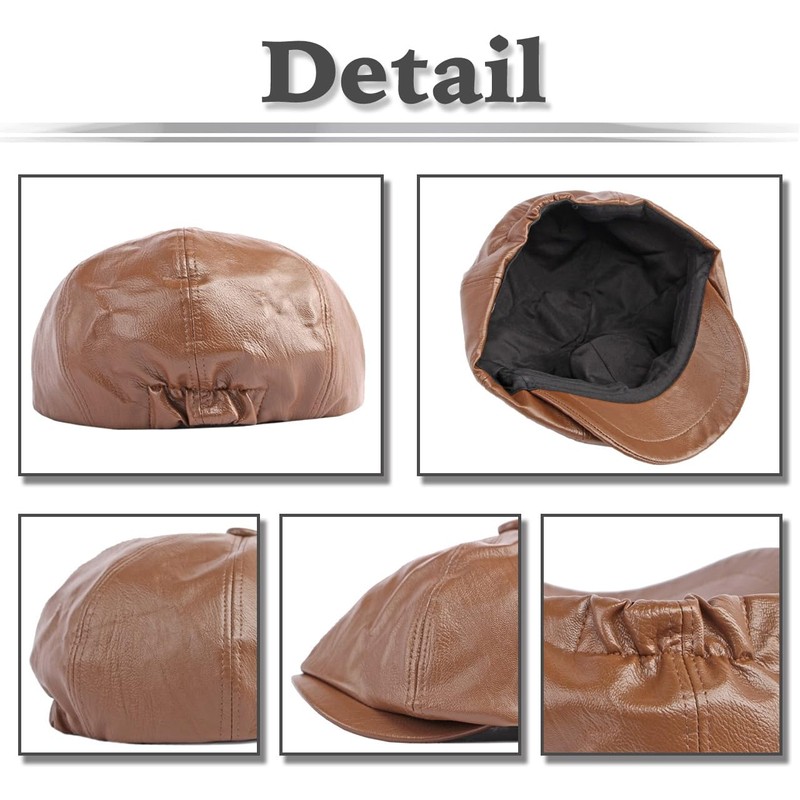 White Fang CA878 Plain Leather Newsboy Hat, Outdoors, Climbing, Walking,