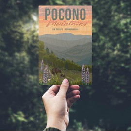 Jim Thorpe, Pennsylvania, Pocono Mountains, Bear and Spring Flowers (4x6 Birch Wood Postcards, 2-Pack Stationary, Rustic Home Wall Decor)