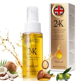 Aceite Capilar De Oro De 24 Quilates Fabricado En El Reino Unido – Sérum Reparador Y Abrillantador Con Aceites De Coco, Argán Y Oliva – Protector Térmico Vegano, Control Del Encrespamiento Par