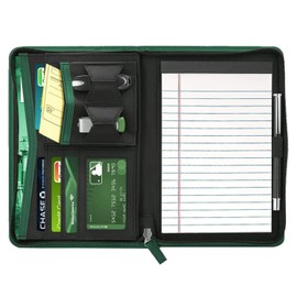 Gorbado Junior Padfolio Portfolio with 5 x 8 Writing Pad, A5 Business Portfolio Binder Folder Organizer Multi-Function Combination Case for Men Women, Dark Green