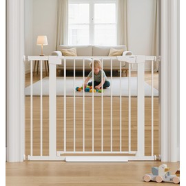Cumbor 29.7-40.6" Baby Gate for Stairs, Mom's Choice Awards Winner-Dog Gate for Doorways, Pressure Mounted Self Closing Pet Gates for Dogs Indoor, Durable Safety Child Gate with Easy Walk Thru Door