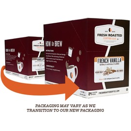 Fresh Roasted Coffee, French Vanilla, Flavored Coffee Pods, 24 Count
