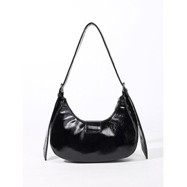 Verdusa Women's Studded PU Leather Clutch Shoulder Tote Handbag Adjustable Strap Boho Bags Black one-size