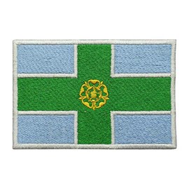 Derbyshire County Flag Logo Iron On Sew On Embroidered Patch Badge Applique for Clothes Shirts Jeans etc