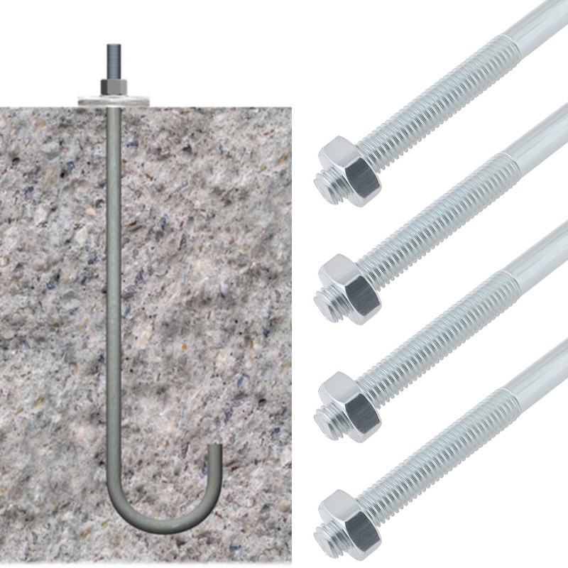 Briny River M10 Hook Bolt J Long Shank Threaded Bolt