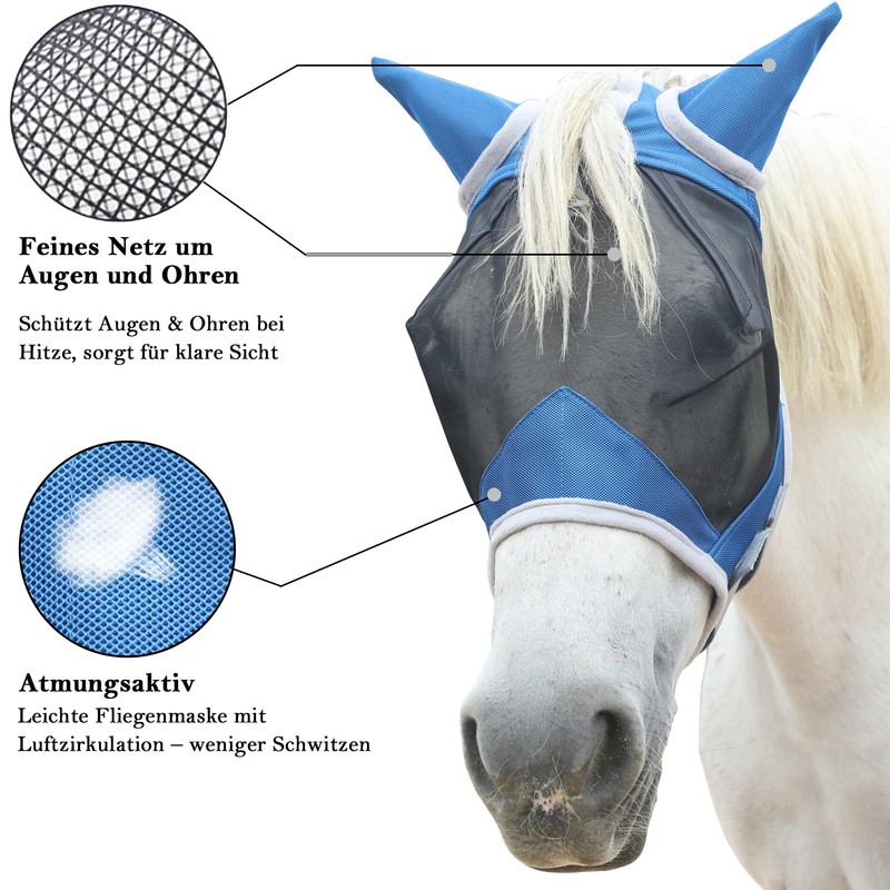 Gallopoff Fly Mask Horse, Horse Mask with Ears Protector Protection,