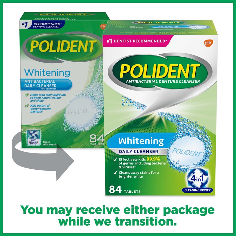 Polident Whitening Denture Cleanser Tablet (Packaging May Vary)