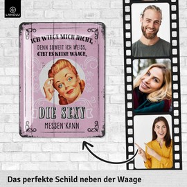 LANOLU Retro Tin Sign with German Text "Es gibt keine WAAGE", Funny Sayings Sign Friendship, Shabby Chic Decoration, Gifts for Best Friends, Retro Farmhouse Decoration, Vintage Metal Signs 15 x 20 cm