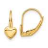 14K Solid Yellow Gold Heart Love Drop Dangle Earrings