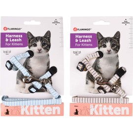 Flamingo Cat Harness with leash Kitten Serwan Multiple colours 16-25cm 21-35cm 100cm 10mm