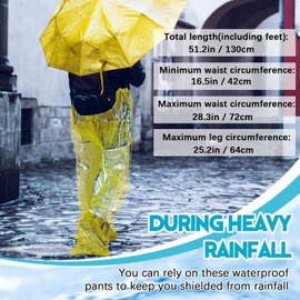 Geyoga 8 Pcs Disposable Rain Pants with Shoe Boot Waterproof Long Pant Boot Covers for Outdoor Cycling Fishing(White,Yellow)