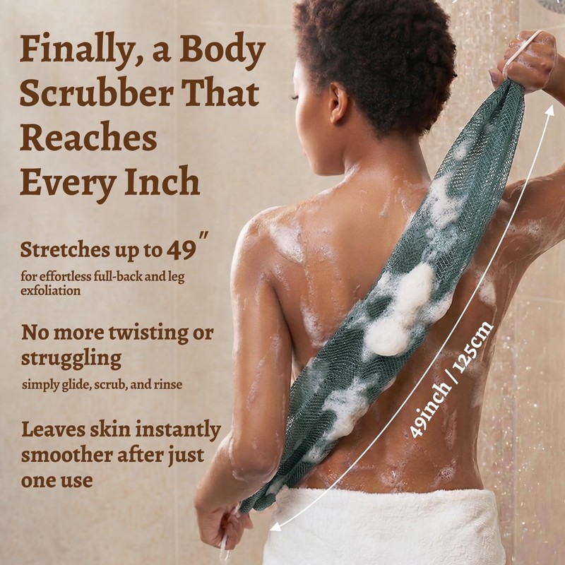 3 Pcs African Net Sponge with Knots, Exfoliating Back Scrubber