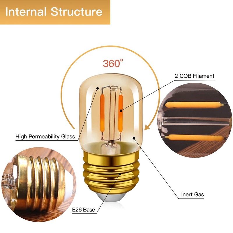 E26 LED Edison Light Bulbs 1W , T28 Mini Tube