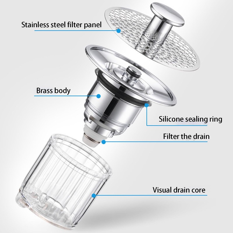 Universal Bathroom Sink Plug, Pop-up Bathroom Sink Strainer, Anti-Clogging Sieve
