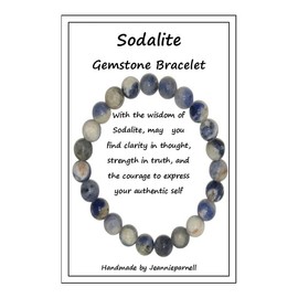 Z017SL - 8mm Sodalite Gemstone Bead Bracelet - Insight & Intuition – Communication & Expression - Calm & Emotional Balance - Self-Awareness - Logic & Rational Thinking Handmade by Jeannieparnell