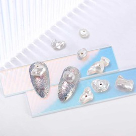 Leadigol 3 Boxs Mix Color Nail Art Decorations,Nail Art Rhinestones Women 3D Nail Jewelry Irregular Shape DIY Nail Ornament Imitation Pearls Manicure Accessories for Nail Art Design Accessories