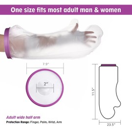 MEDOTS Purple Adult Wide Half Arm Cover Protector for Shower Reusable 100% Waterproof Cast Covers for Shower half arm Tight Seal Keeps Cast and Bandage Dry