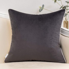 Yangest Dark Grey Patchwork Velvet Throw Pillow Cover with Gold Striped Leather Cushion Case Modern Luxury Pillowcase for Sofa Couch Bedroom Living Room Home Decor,20"x20"