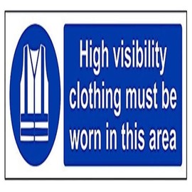 V Safety High Visibility Clothing Must Be Worn In This Area PPE Sign - 300mm x 100mm - 1mm Rigid Plastic