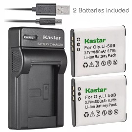 Kastar Li-50B Battery or Slim USB Charger for OLYMPUS Stylus 1010 1020 1030SW 9000 9010 - 1 Charger