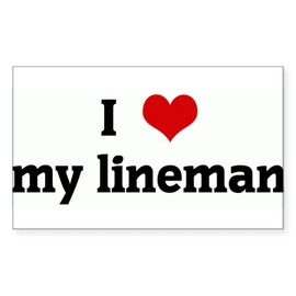 CafePress I Love My Lineman Rectangle Sticker Rectangle Bumper Sticker Car Decal
