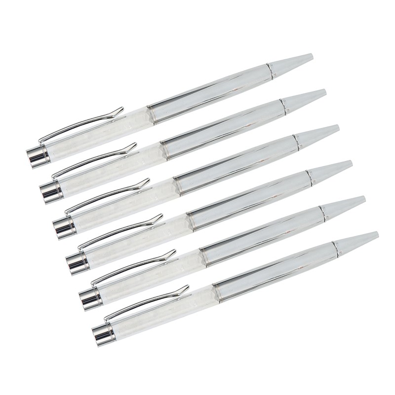 6Pcs Ball Point Pen Crystal Stone Replaceable Refill Elegant Multi