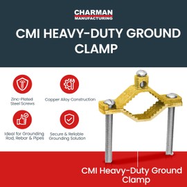 CMI Inc - Heavy-Duty Ground Clamp 1/2" -1" - Copper Alloy Bonding Clamp for Grounding Rod, Water Pipe, Rebar, & Electrical Bonding – for Pipe Grounding Connection & Electric Fence - 2 Pack